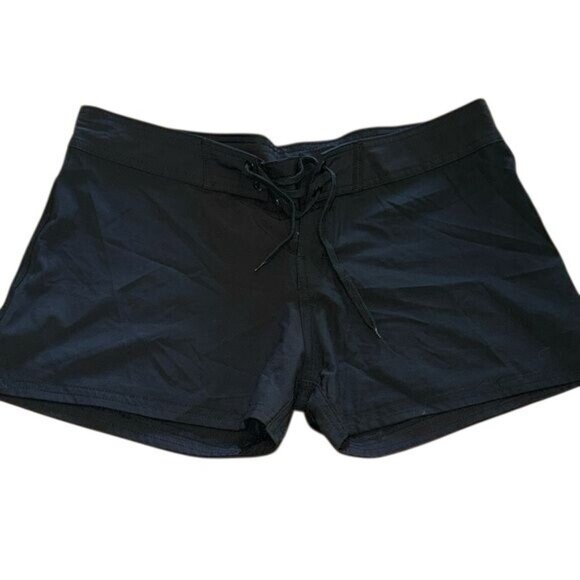 Burnside Womens Black Board Shorts Size L With Drawstring Waist & Back Pocket Sw - Picture 1 of 6